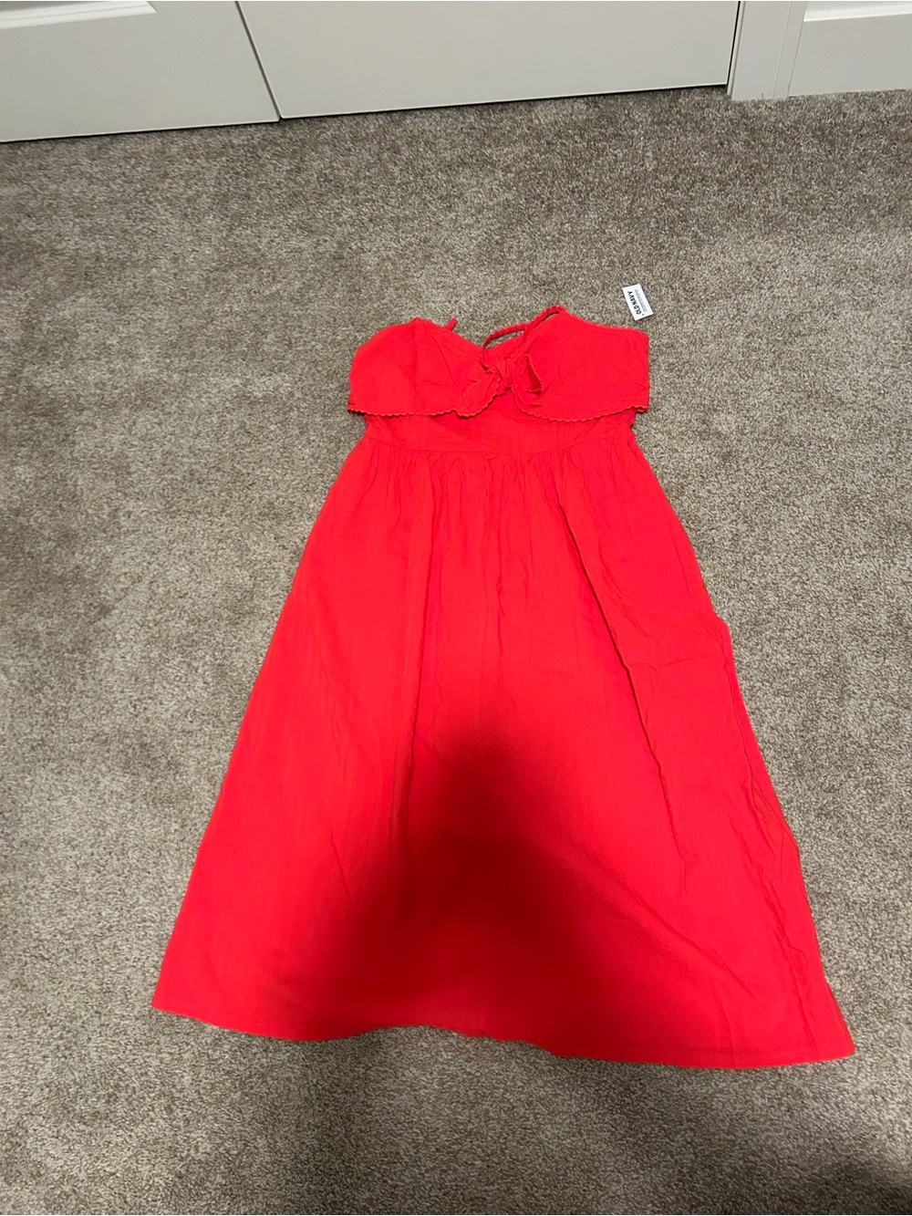 Old Navy Red Strapless Midi Sundress with Ruffle Bodice